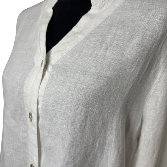 Symple NYC | White Button Down Shirt | 100% Linen | Sz M - Picture 2 of 6